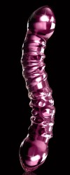 Розовый стеклянный двухголовый стимулятор Icicles №55 - 19,5 см. фото 3 — pink-kiss
