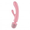 Розовый двусторонний вибромассажер Triple Lover - 23,7 см. фото 1 — pink-kiss
