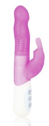 Розовый силиконовый вибратор hi-tech с клиторальным отростком - 21 см. фото 1 — pink-kiss