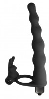 Черная вибронасадка для двойного проникновения Jungle Bunny - 17 см. фото 1 — pink-kiss