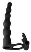Черная вибронасадка для двойного проникновения Jungle Bunny - 17 см. фото 3 — pink-kiss