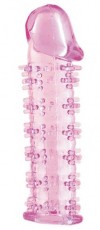 Гелевая розовая насадка на фаллос с шипами - 12 см. фото 1 — pink-kiss