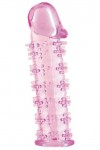 Гелевая розовая насадка на фаллос с шипами - 12 см. фото 3 — pink-kiss