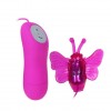Розовый вибростимулятор с насадкой в виде бабочки фото 1 — pink-kiss