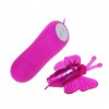 Розовый вибростимулятор с насадкой в виде бабочки фото 2 — pink-kiss