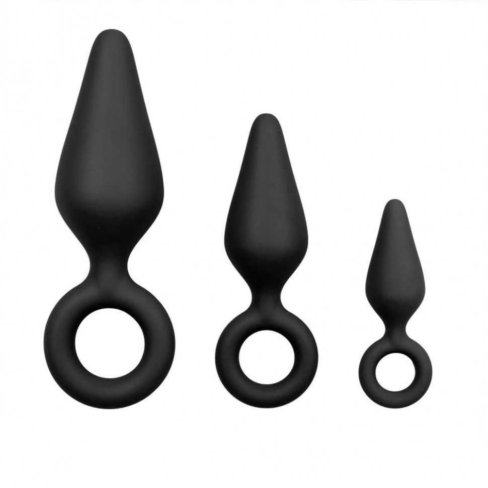 Набор из 3 черных анальных пробок Pointy Plug Set фото 1 — pink-kiss