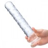 Прозрачный стеклянный фаллос с массажным рельефом 10" Extra Large Glass Dildo - 25,5 см. фото 1 — pink-kiss