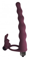 Бордовая вибронасадка для двойного проникновения Jungle Bunny - 17 см. фото 1 — pink-kiss