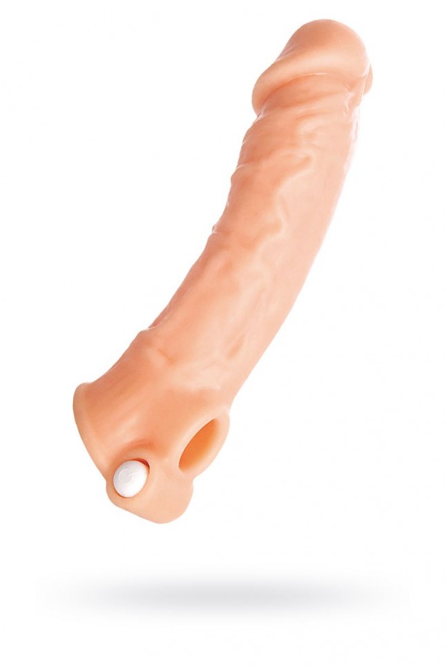 Удлиняющая насадка на пенис с вибрацией - 18,5 см. фото 1 — pink-kiss