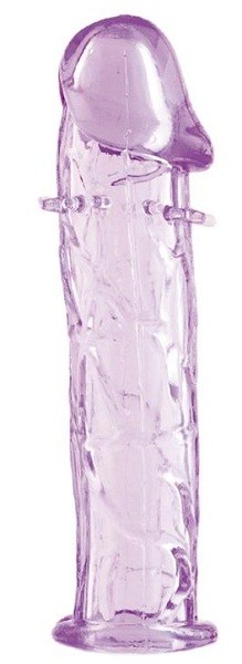 Гладкая фиолетовая насадка с усиками под головкой - 12,5 см. фото 1 — pink-kiss