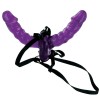 Фиолетовый страпон Double Delight Strap-on с вагинальной пробкой - 15 см. фото 1 — pink-kiss