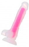 Прозрачно-розовый, светящийся в темноте фаллоимитатор - 18,5 см. фото 1 — pink-kiss