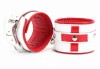 Бело-красные кожаные наручники для медсестры фото 1 — pink-kiss