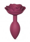 Сливовая анальная пробка с ограничителем-розой Open Rose Size M Butt Plug фото 1 — pink-kiss