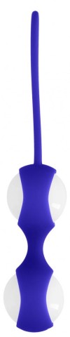 Белые стеклянные вагинальные шарики Ben Wa Medium в синей оболочке фото 3 — pink-kiss