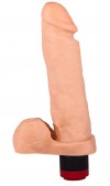Гелевый виброфаллос с мошонкой - 19 см. фото 1 — pink-kiss