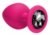 Большая розовая анальная пробка Emotions Cutie Large с чёрным кристаллом - 10 см. фото 2 — pink-kiss