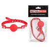 Красный силиконовый кляп-шарик на регулируемом ремешке фото 2 — pink-kiss