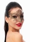 Роскошная золотистая женская карнавальная маска фото 1 — pink-kiss