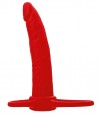 Красная насадка на пенис для двойного проникновения Black&Red - 16,5 см. фото 1 — pink-kiss