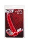 Красная насадка на пенис для двойного проникновения Black&Red - 16,5 см. фото 8 — pink-kiss