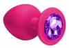 Большая розовая анальная пробка Emotions Cutie Large с фиолетовым кристаллом - 10 см. фото 2 — pink-kiss