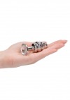Серебристая анальная пробка с прозрачным кристаллом Ribbed Diamond Plug - 7,3 см. фото 2 — pink-kiss