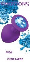 Большая фиолетовая анальная пробка Emotions Cutie Large с голубым кристаллом - 10 см. фото 3 — pink-kiss