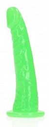 Зеленый люминесцентный фаллоимитатор на присоске - 17,5 см. фото 1 — pink-kiss