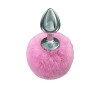 Серебристая анальная пробка с розовым пушистым хвостиком Twinkle фото 2 — pink-kiss