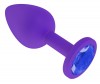 Фиолетовая силиконовая пробка с синим кристаллом - 7,3 см. фото 2 — pink-kiss
