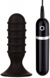 Чёрная анальная вибропробка с рёбрышками - 10 см. фото 1 — pink-kiss