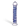 Стеклянный фаллоимитатор с голубой внешней спиралью - 18,5 см. фото 1 — pink-kiss