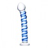 Стеклянный фаллоимитатор с голубой внешней спиралью - 18,5 см. фото 3 — pink-kiss