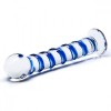 Стеклянный фаллоимитатор с голубой внешней спиралью - 18,5 см. фото 4 — pink-kiss