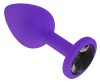 Фиолетовая силиконовая пробка с чёрным кристаллом - 7,3 см. фото 2 — pink-kiss