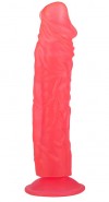 Рельефный розовый фаллоимитатор на присоске - 19,5 см. фото 1 — pink-kiss