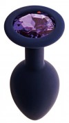 Черничная анальная пробка с фиолетовым кристаллом Gamma L - 9,4 см. фото 1 — pink-kiss