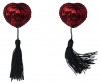 Красные пэстисы-сердечки Gipsy с черными кисточками фото 1 — pink-kiss