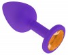 Фиолетовая силиконовая пробка с оранжевым кристаллом - 7,3 см. фото 2 — pink-kiss