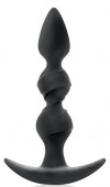 Черная витая пробка-елочка с ограничителем - 16 см. фото 1 — pink-kiss