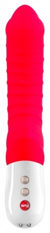 Красный вибратор с рёбрышками Tiger - 22,3 см. фото 3 — pink-kiss