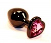 Чёрная пробка с розовым сердцем-кристаллом - 7 см. фото 1 — pink-kiss