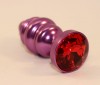 Фиолетовая фигурная пробка с красным кристаллом - 7,3 см. фото 2 — pink-kiss