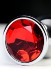 Серебристая анальная втулка Metal с рубиновым кристаллом - 9,5 см. фото 5 — pink-kiss