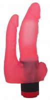 Двойной вибромассажер из розового геля - 17 см. фото 1 — pink-kiss