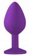 Средняя фиолетовая анальная пробка Emotions Cutie Medium с прозрачным кристаллом - 8,5 см. фото 1 — pink-kiss
