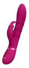 Розовый вибромассажер-кролик с 3 стимулирующими кольцами Sora - 24,2 см. фото 1 — pink-kiss