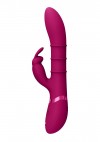 Розовый вибромассажер-кролик с 3 стимулирующими кольцами Sora - 24,2 см. фото 4 — pink-kiss