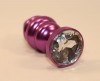 Фиолетовая рифленая пробка с прозрачным кристаллом - 7,3 см. фото 2 — pink-kiss